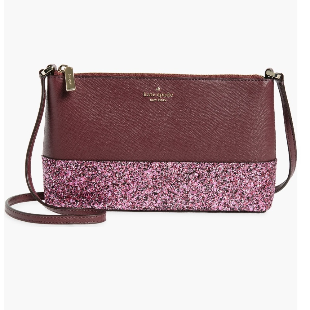 🛑 1 hour sale. NWT. Kate Spade Pink Purple Glitter Crossbody Bag - Picture 2 of 14